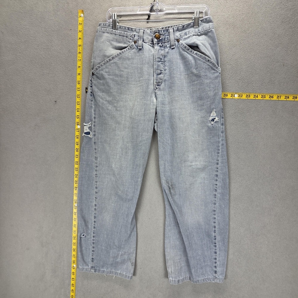 Vintage Levis Engineered Jeans Mens Gray Twisted Baggy Wide Leg Fits 30x26
